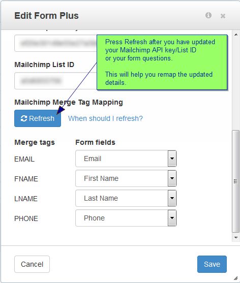 MailChimp settings